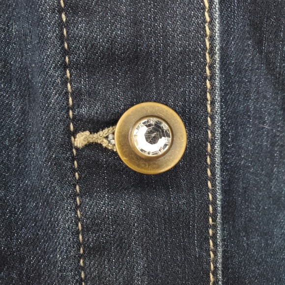 CJ Banks Denim Vest Womens Size 2XL Sleeveless Jean Top Jewel Buttons Pockets - Picture 5 of 9